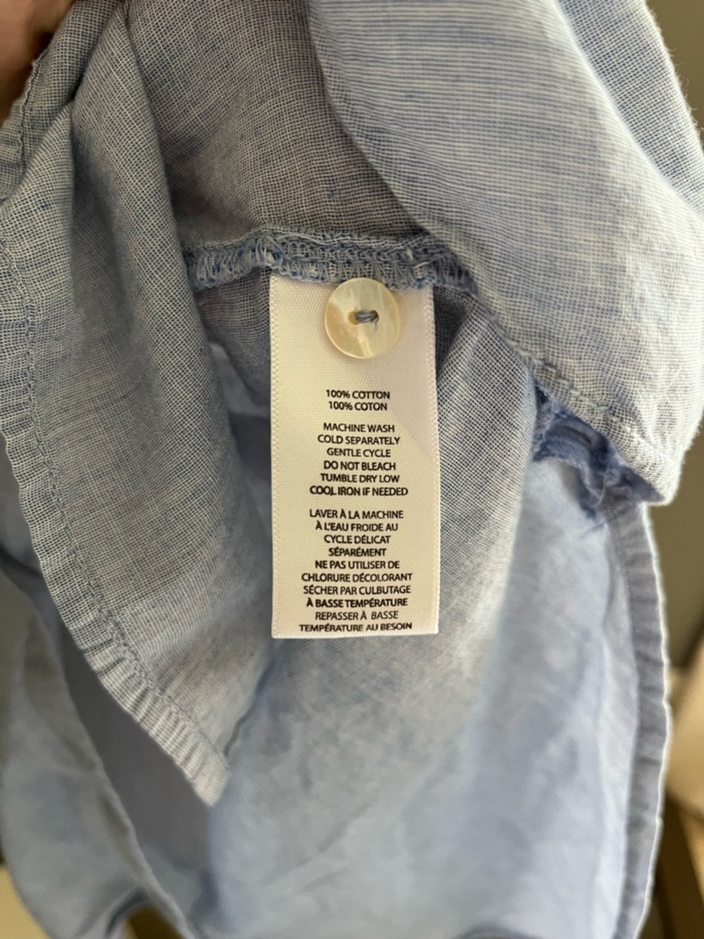 beachlunchlounge Light Blue Casual Button Down Shirt Long Coastal 100% Cotton - Picture 8 of 11